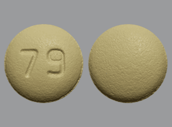 Pill 79 Yellow Round is Rosuvastatin Calcium