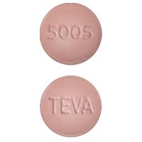 Pill Imprint TEVA 5005 (Amlodipine Besylate, Hydrochlorothiazide and Olmesartan Medoxomil 5 mg / 12.5 mg / 20 mg)