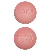 Pill TEVA 5003 is Amlodipine Besylate, Hydrochlorothiazide and Olmesartan Medoxomil 10 mg / 12.5 mg / 40 mg