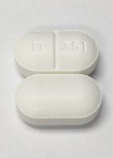 Pill n 351 White Capsule/Oblong is Acetaminophen and Hydrocodone Bitartrate