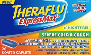 Theraflu ExpressMax Nighttime Severe Cold & Cough acetaminophen 325 mg / diphenhydramine hydrochloride 12.5 mg / phenylephrine hydrochloride 5 mg (1143N)