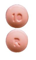 Pill R 10 Pink Round is Rosuvastatin Calcium