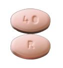 Pill R 40 Pink Oval is Rosuvastatin Calcium