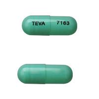 TEVA 7163 Pill Images (Green / Capsule-shape)