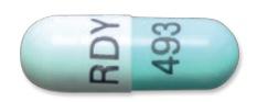 Pill RDY 493 Blue Capsule-shape is Esomeprazole Magnesium Delayed-Release