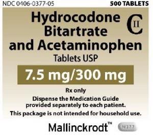 Acetaminophen and hydrocodone bitartrate 300 mg / 7.5 mg M377