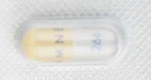 Pill AMNEAL 266 Yellow & Gray Capsule-shape is Oseltamivir Phosphate