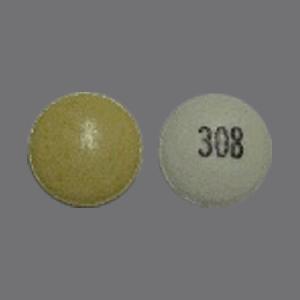 Pill 308 Yellow & White Round is Zolpidem Tartrate Extended-Release