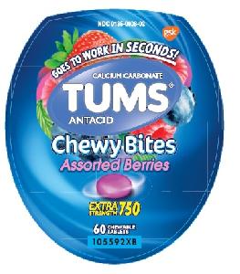 Tums chewy bites calcium carbonate 750 mg T