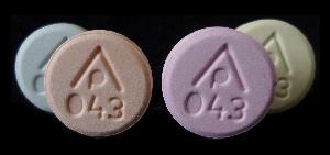Pill AP 043  Round is Calcium Carbonate (Chewable)