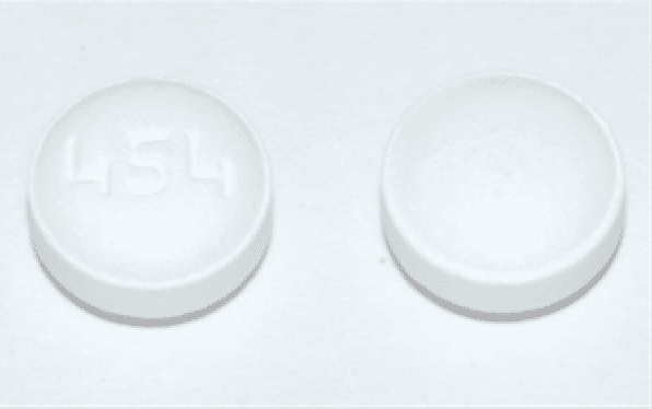 Pill 454 White Round is Amlodipine Besylate and Olmesartan Medoxomil