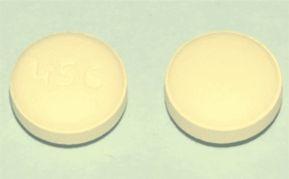 Pill 456 Yellow Round is Amlodipine Besylate and Olmesartan Medoxomil