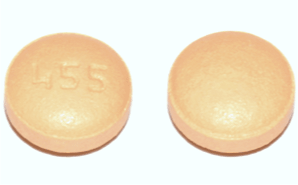 Pill 455 Orange Round is Amlodipine Besylate and Olmesartan Medoxomil