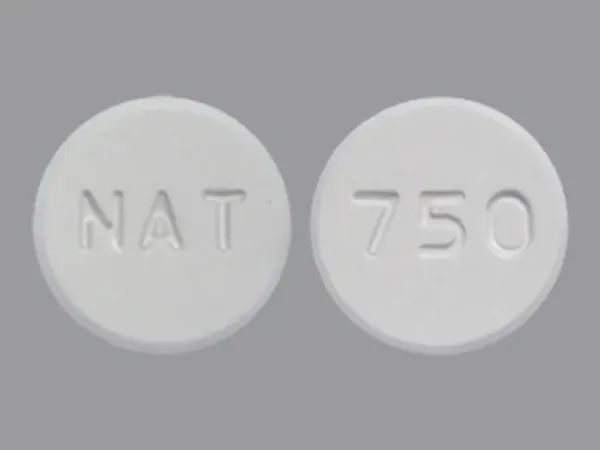 Pill NAT 750 White Round is Lanthanum Carbonate (Chewable)