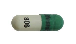 Pill Lifestar 806 Green & White Capsule-shape is Lansoprazole Delayed-Release