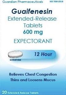 Guaifenesin extended release 600 mg G233