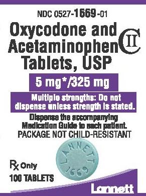 Acetaminophen and oxycodone hydrochloride 325 mg / 5 mg LANNETT 1669