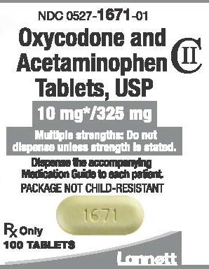 Acetaminophen and oxycodone hydrochloride 325 mg / 10 mg LANNETT 1671