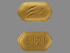 Pill 5121 Logo 5 Yellow Six-sided is Prasugrel Hydrochloride