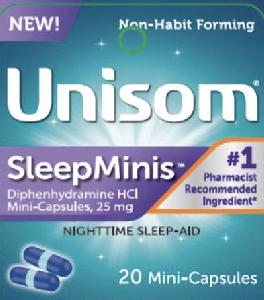 Unisom sleepminis diphenhydramine hydrochloride 25 mg Unisom