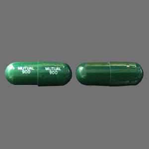 Pill MUTUAL 900 MUTUAL 900 Green Capsule/Oblong is Carvedilol Phosphate Extended-Release
