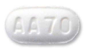 Pill AA 70 White Capsule/Oblong is Ezetimibe and Simvastatin