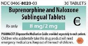 Buprenorphine hydrochloride and naloxone hydrochloride (sublingual) 8 mg / 2 mg M 8N