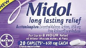 Midol long lasting relief acetaminophen 650 mg MLLR