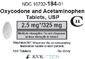 Acetaminophen and oxycodone hydrochloride 325 mg / 2.5 mg A 13