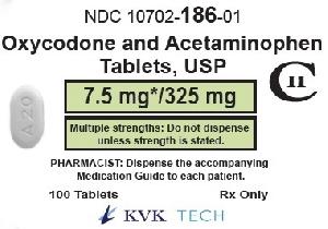 Acetaminophen and oxycodone hydrochloride 325 mg / 7.5 mg A 20