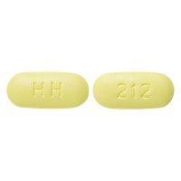 Pill HH 212 Yellow Capsule/Oblong is Hydrochlorothiazide and Losartan Potassium