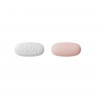 Pill S591 Pink & White Capsule/Oblong is Hydrochlorothiazide and Telmisartan