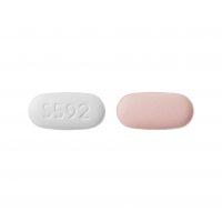 Pill S592 Pink & White Capsule/Oblong is Hydrochlorothiazide and Telmisartan