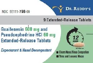 Guaifenesin and pseudoephedrine hydrochloride extended release 600 mg / 60 mg RDY 798