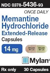 Pill MYLAN MT 14 MYLAN MT 14 Green & Peach Capsule-shape is Memantine Hydrochloride Extended-Release