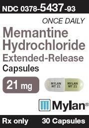 Pill MYLAN MT 21 MYLAN MT 21 Green & White Capsule/Oblong is Memantine Hydrochloride Extended-Release