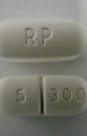 Pill RP 5 300 White Capsule/Oblong is Acetaminophen and Hydrocodone Bitartrate