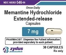 Memantine hydrochloride extended release 7 mg 546