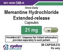 Memantine hydrochloride extended release 21 mg 548