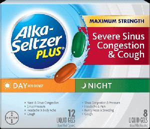 Alka-seltzer plus severe sinus congestion cough (day) acetaminophen 325 mg / dextromethorphan hydrobromide 10 mg / phenylephrine hydrochloride 5 mg AS SC