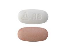 Pill Logo H8 Red & White Capsule-shape is Hydrochlorothiazide and Telmisartan