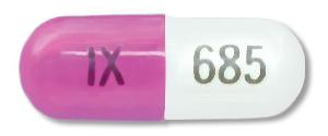 Pill IX 685 Pink & White Capsule/Oblong is Dexmethylphenidate Hydrochloride Extended-Release