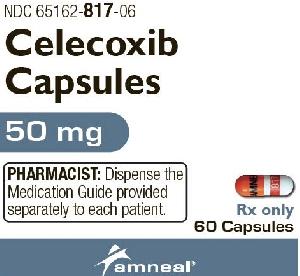 Pill AMNEAL 817 Orange & White Capsule-shape is Celecoxib