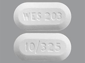 Pill WES 203 10/325 White Capsule/Oblong is Acetaminophen and Oxycodone Hydrochloride