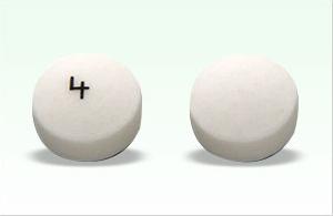 Pill 4 White Round is Glipizide Extended-Release