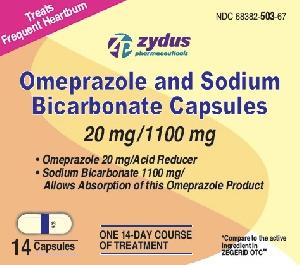 Pill 503 White Capsule/Oblong is Omeprazole and Sodium Bicarbonate