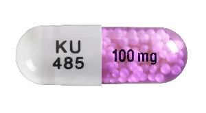 Pill KU 485 100 mg Purple Capsule/Oblong is Verelan PM