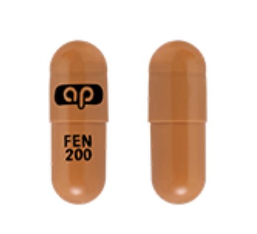 Pill ap FEN 200 Orange Capsule/Oblong is Fenofibrate (Micronized)