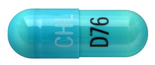 Pill CHL D76 Blue Capsule/Oblong is Doxycycline Hyclate