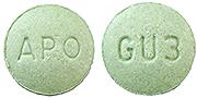 Pill APO GU3 Green Round is Guanfacine Hydrochloride Extended-Release